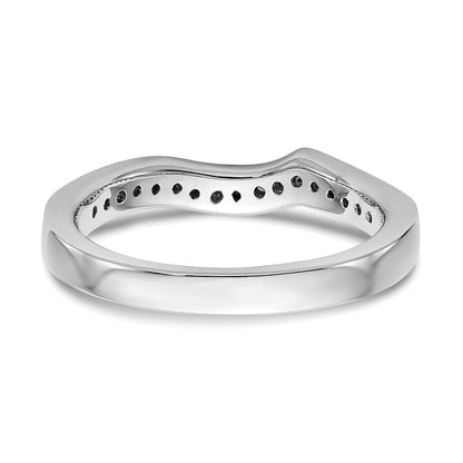 14K Weißgold Ehering mit echten Diamanten, konturiert