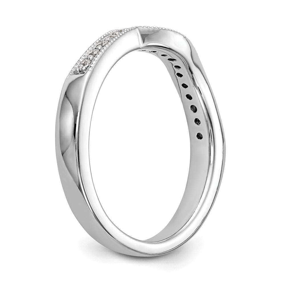14K Weißgold Ehering mit echten Diamanten, konturiert