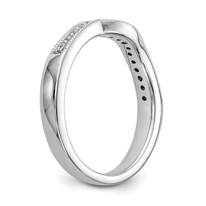 14K Weißgold Ehering mit echten Diamanten, konturiert