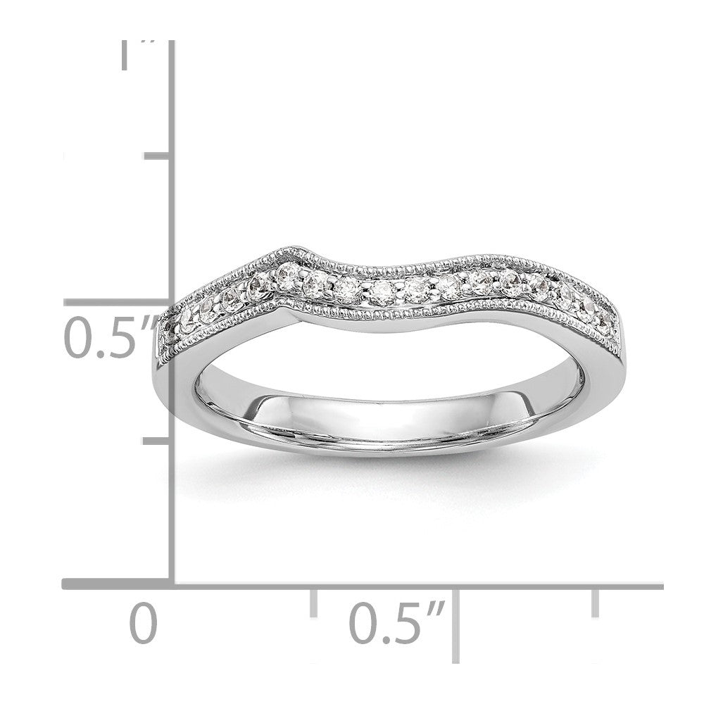 14K Weißgold Ehering mit echten Diamanten, konturiert