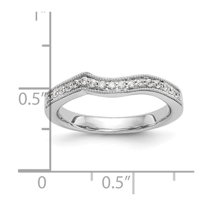 14K Weißgold Ehering mit echten Diamanten, konturiert