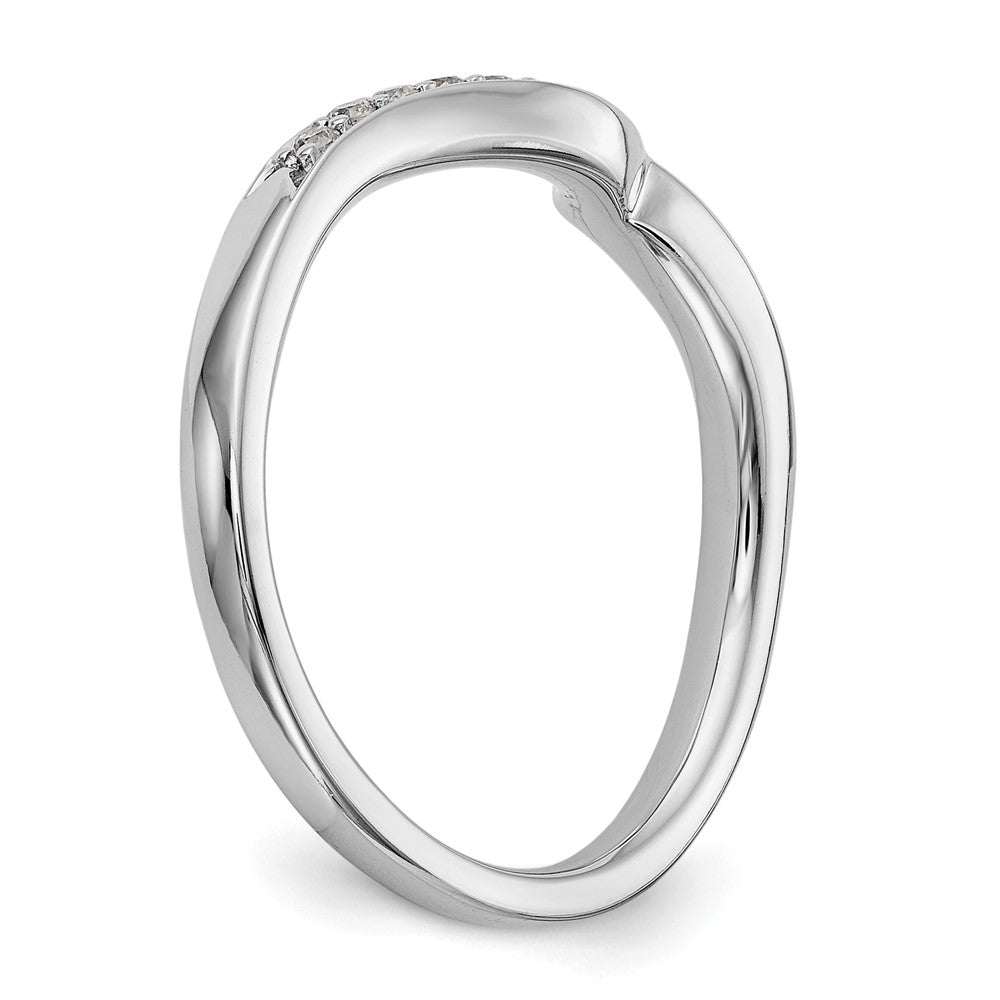 14K Weißgold Ehering mit echten Diamanten, konturiert