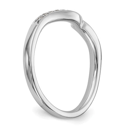 14K Weißgold Ehering mit echten Diamanten, konturiert