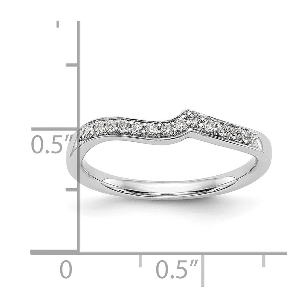 14K Weißgold Ehering mit echten Diamanten, konturiert