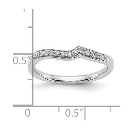 14K Weißgold Ehering mit echten Diamanten, konturiert