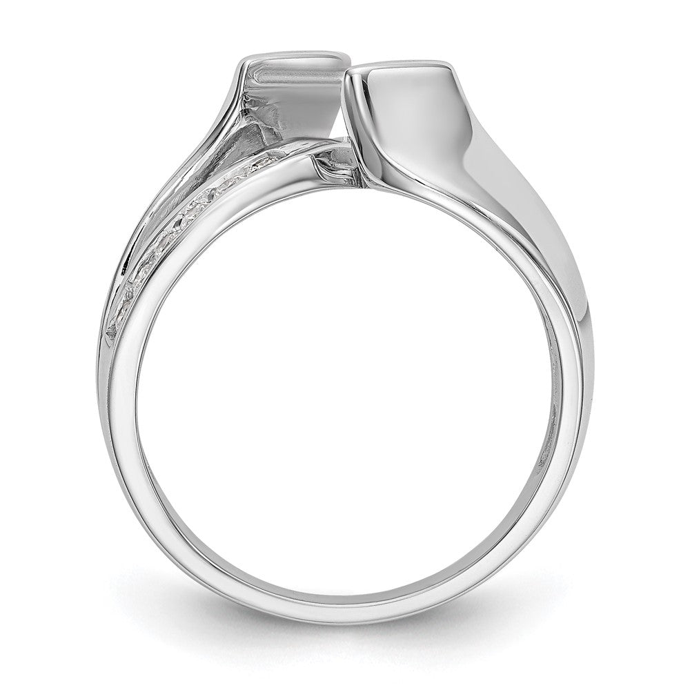 14K Weißgold Verlobungsring mit simulierten Diamanten im Überkreuz-Design