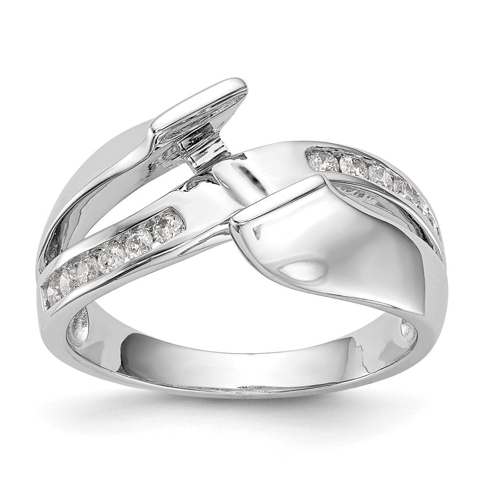 14K Weißgold Verlobungsring mit 0,2 ct. im Labor gezüchtetem Diamanten VS/SI+ G+, Halbfassung, Pavé-Fassung