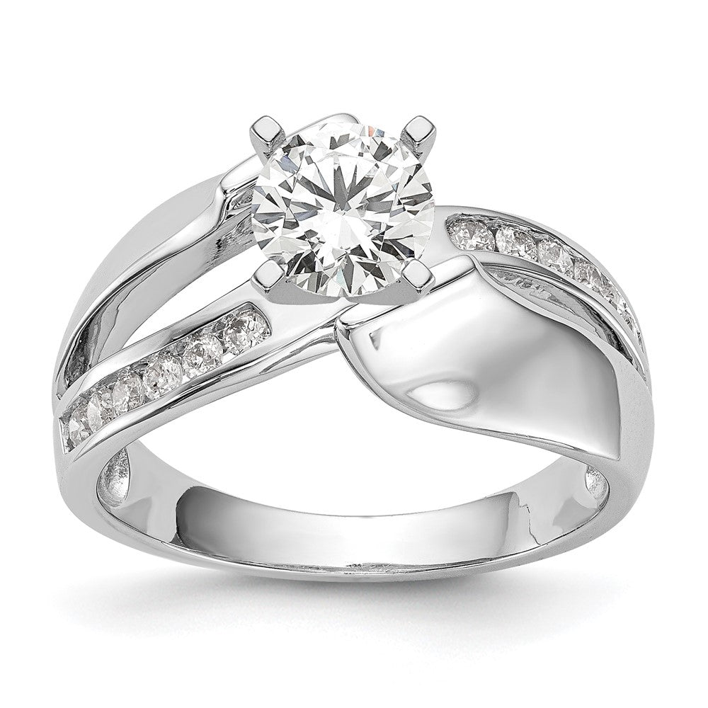 14K Weißgold Verlobungsring mit 0,2 ct. im Labor gezüchtetem Diamanten VS/SI+ G+, Halbfassung, Pavé-Fassung