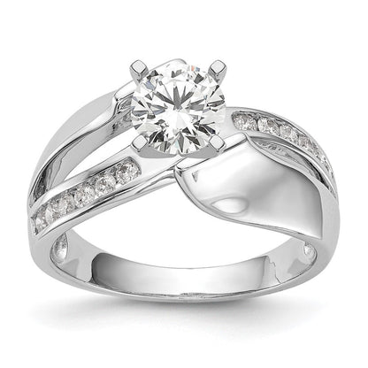 14K Weißgold Verlobungsring mit 0,2 ct. im Labor gezüchtetem Diamanten VS/SI+ G+, Halbfassung, Pavé-Fassung