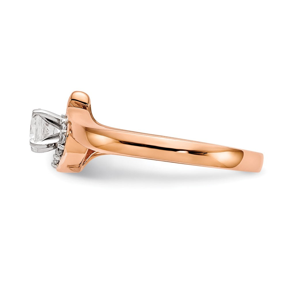 14K Roségold Verlobungsring mit Krappenfassung und simuliertem Diamant im Bypass-Design