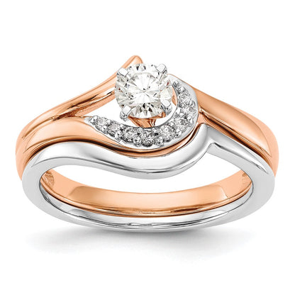 14K Roségold Verlobungsring mit Krappenfassung und simuliertem Diamant im Bypass-Design