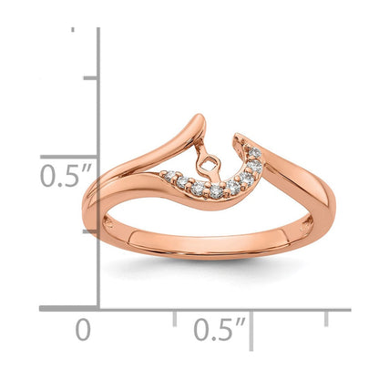 14K Roségold Verlobungsring mit Krappenfassung und simuliertem Diamant im Bypass-Design