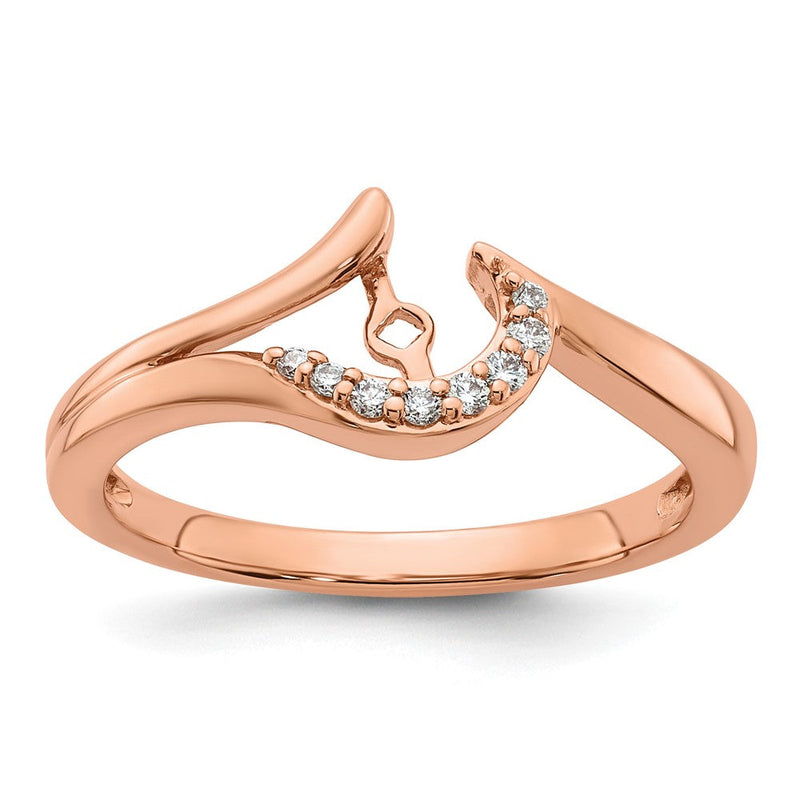 14K Roségold Verlobungsring mit Krappenfassung und simuliertem Diamant im Kreuzband-Design