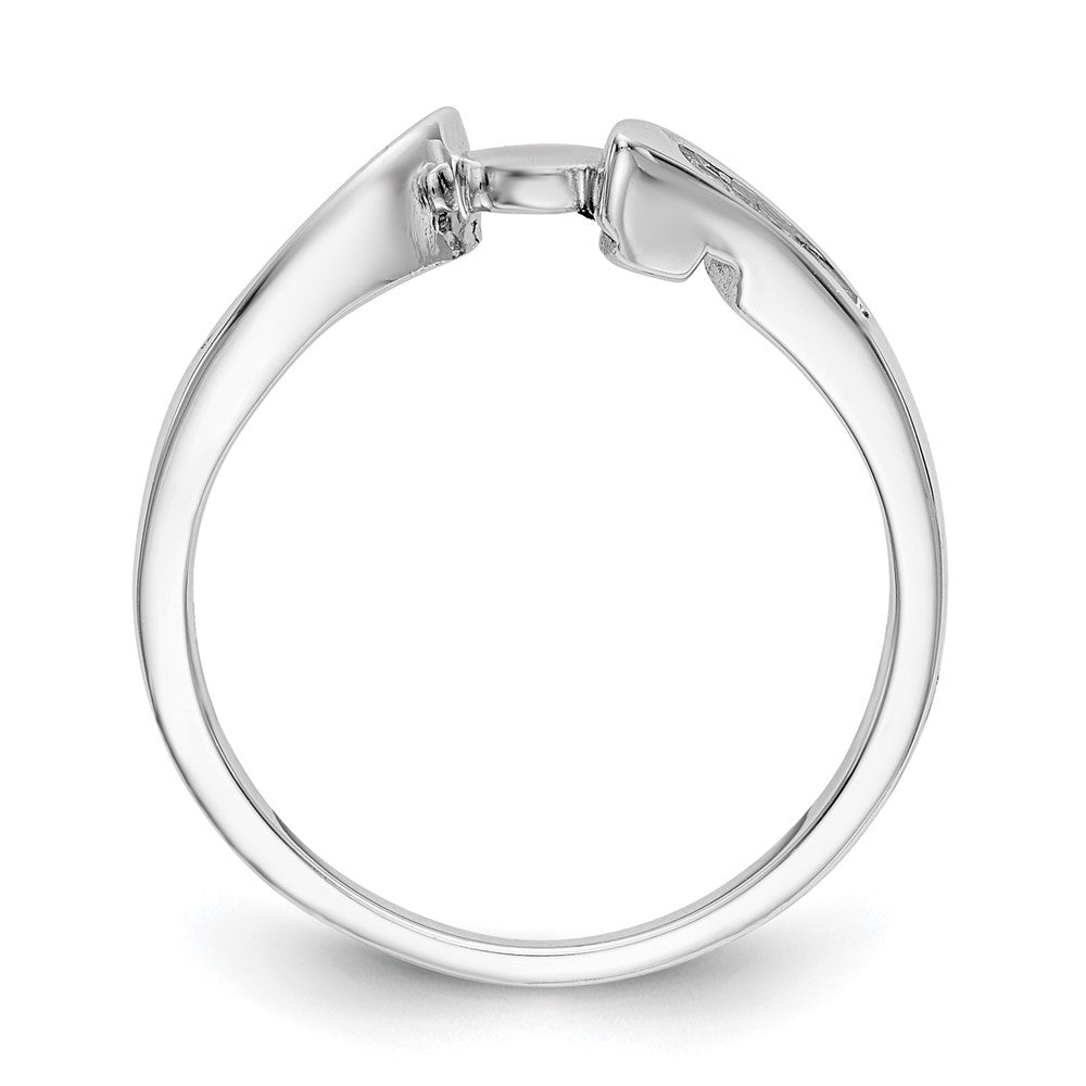 14K Weißgold By Pass Stift Set 1/8 Karat Baguette Diamant Halbfassung Verlobungsring