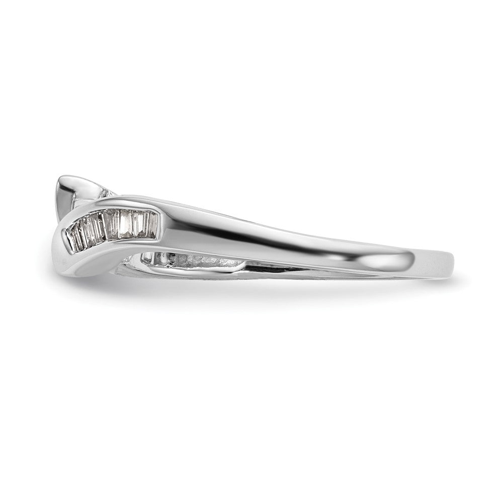 14K Weißgold By Pass Stift Set 1/8 Karat Baguette Diamant Halbfassung Verlobungsring