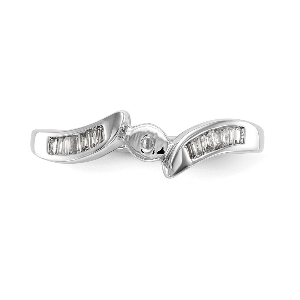 14K Weißgold By Pass Stift Set 1/8 Karat Baguette Diamant Halbfassung Verlobungsring