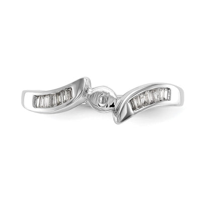 14K Weißgold By Pass Stift Set 1/8 Karat Baguette Diamant Halbfassung Verlobungsring