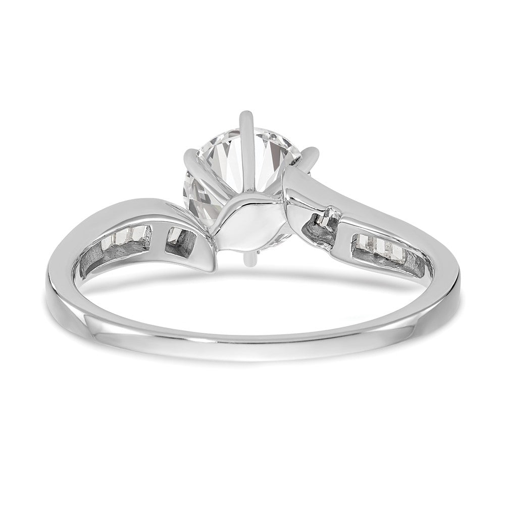 14K Weißgold By Pass Stift Set 1/8 Karat Baguette Diamant Halbfassung Verlobungsring