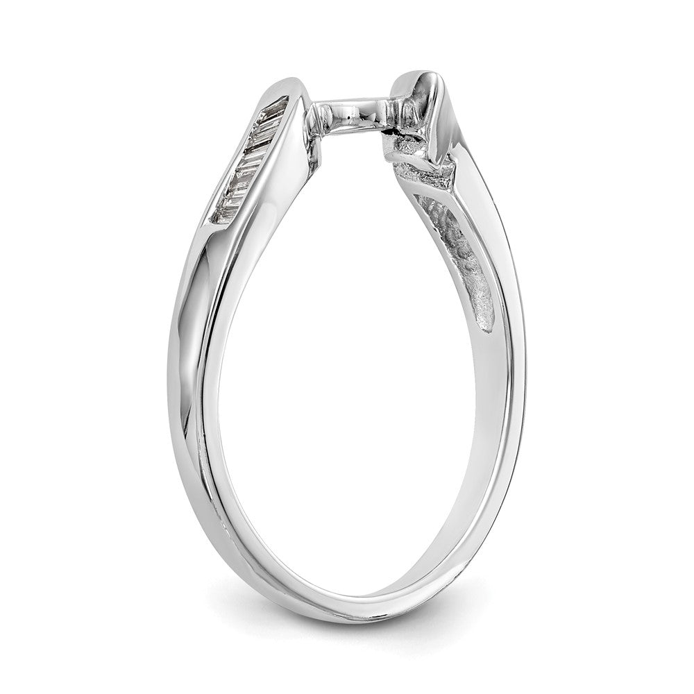 14K Weißgold By Pass Stift Set 1/8 Karat Baguette Diamant Halbfassung Verlobungsring