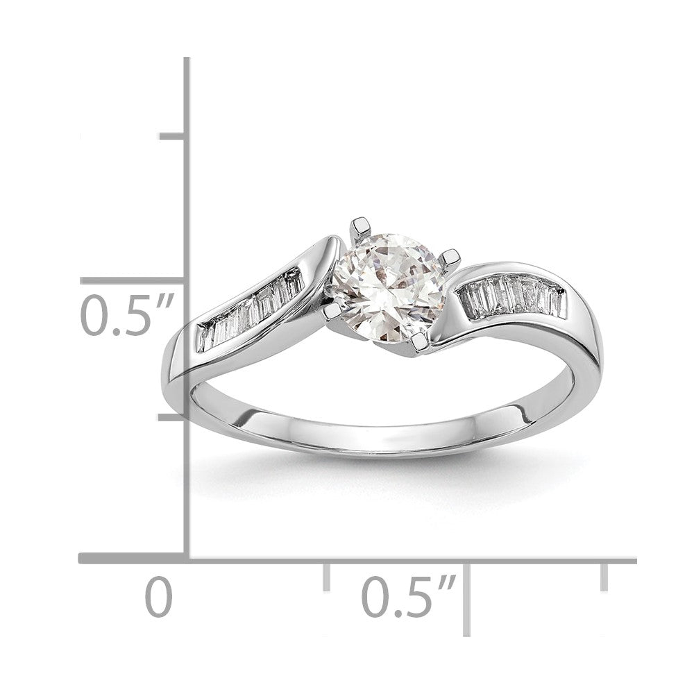 14K Weißgold By Pass Stift Set 1/8 Karat Baguette Diamant Halbfassung Verlobungsring