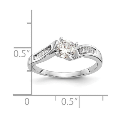 14K Weißgold By Pass Stift Set 1/8 Karat Baguette Diamant Halbfassung Verlobungsring