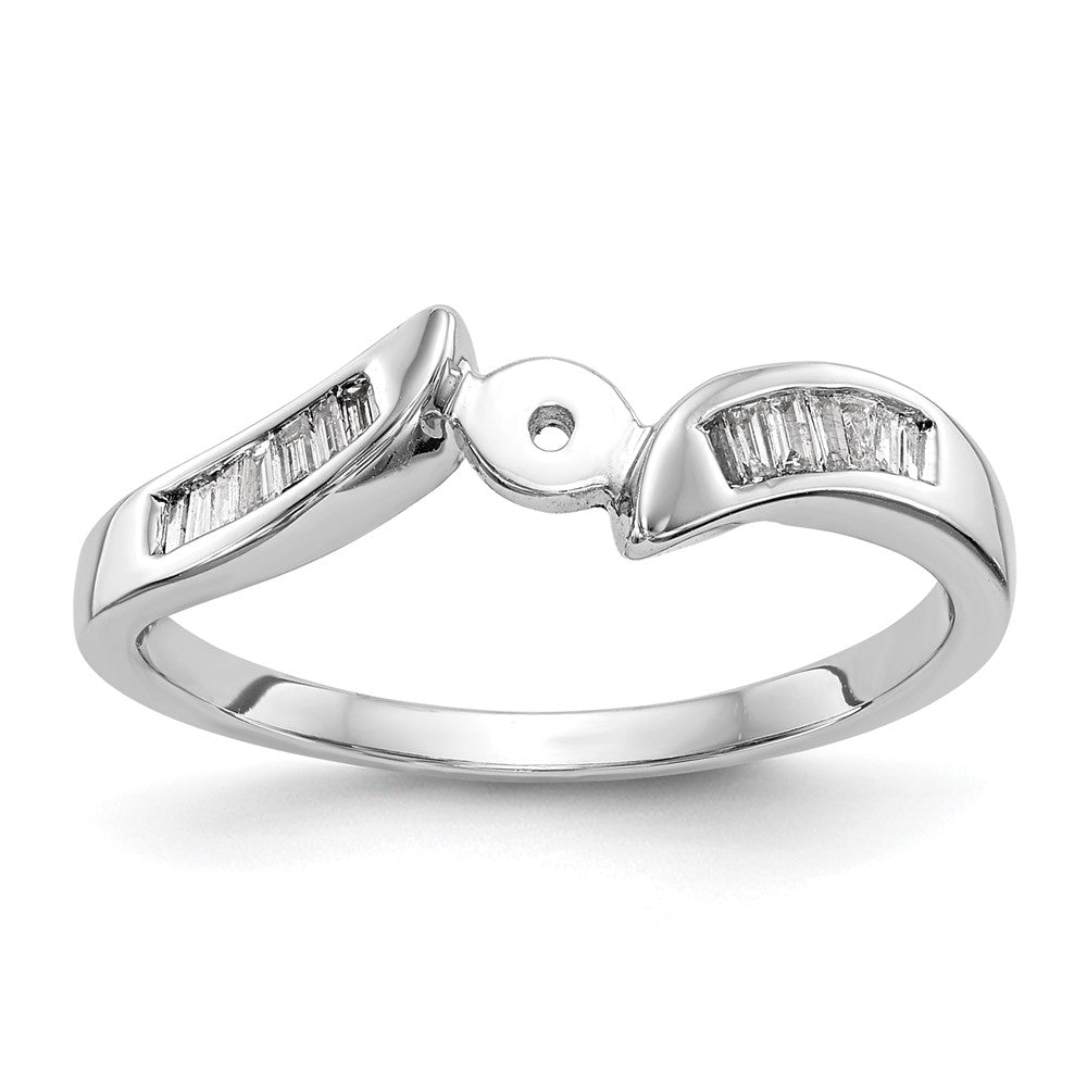 14K Weißgold By Pass Stift Set 1/8 Karat Baguette Diamant Halbfassung Verlobungsring