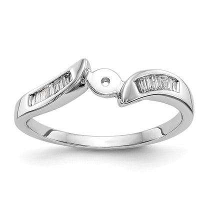 14K Weißgold By Pass Stift Set 1/8 Karat Baguette Diamant Halbfassung Verlobungsring