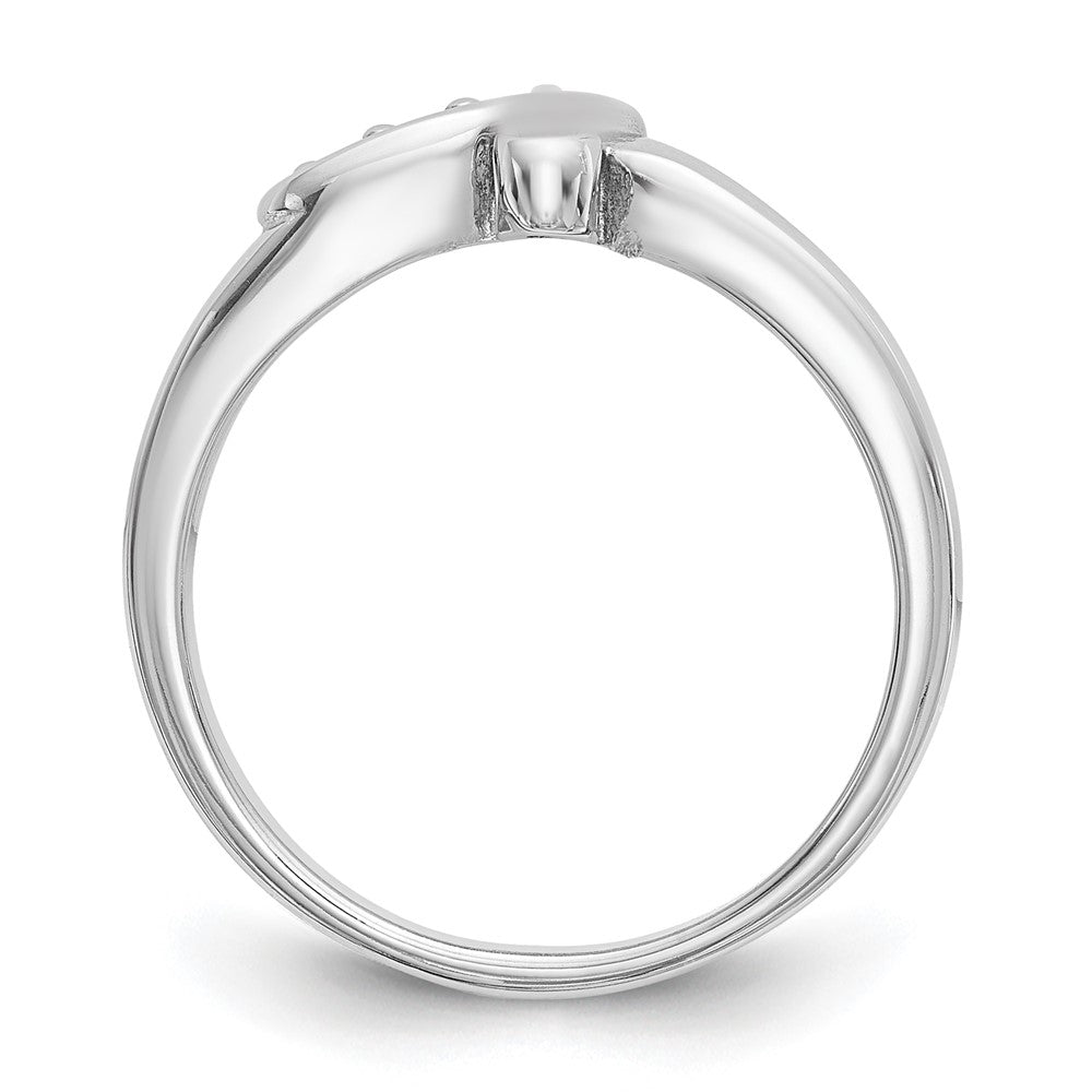 14K Weißgold Verlobungsring mit Krappenfassung und simulierten Diamanten im Bypass-Design