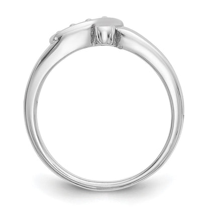 14K Weißgold Verlobungsring mit Krappenfassung und simulierten Diamanten im Bypass-Design