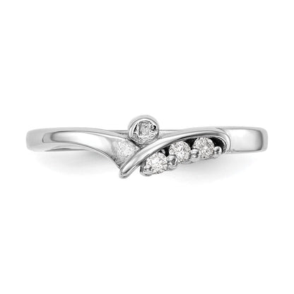 14K Weißgold Verlobungsring mit Krappenfassung und simulierten Diamanten im Bypass-Design