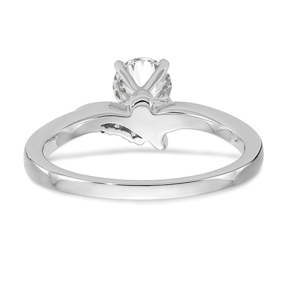 14K Weißgold Verlobungsring mit Krappenfassung und simulierten Diamanten im Bypass-Design