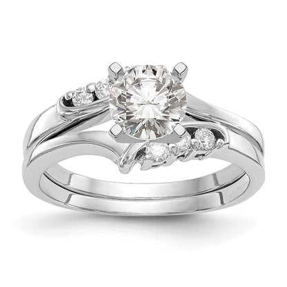 14K Weißgold Verlobungsring mit Krappenfassung und simulierten Diamanten im Bypass-Design