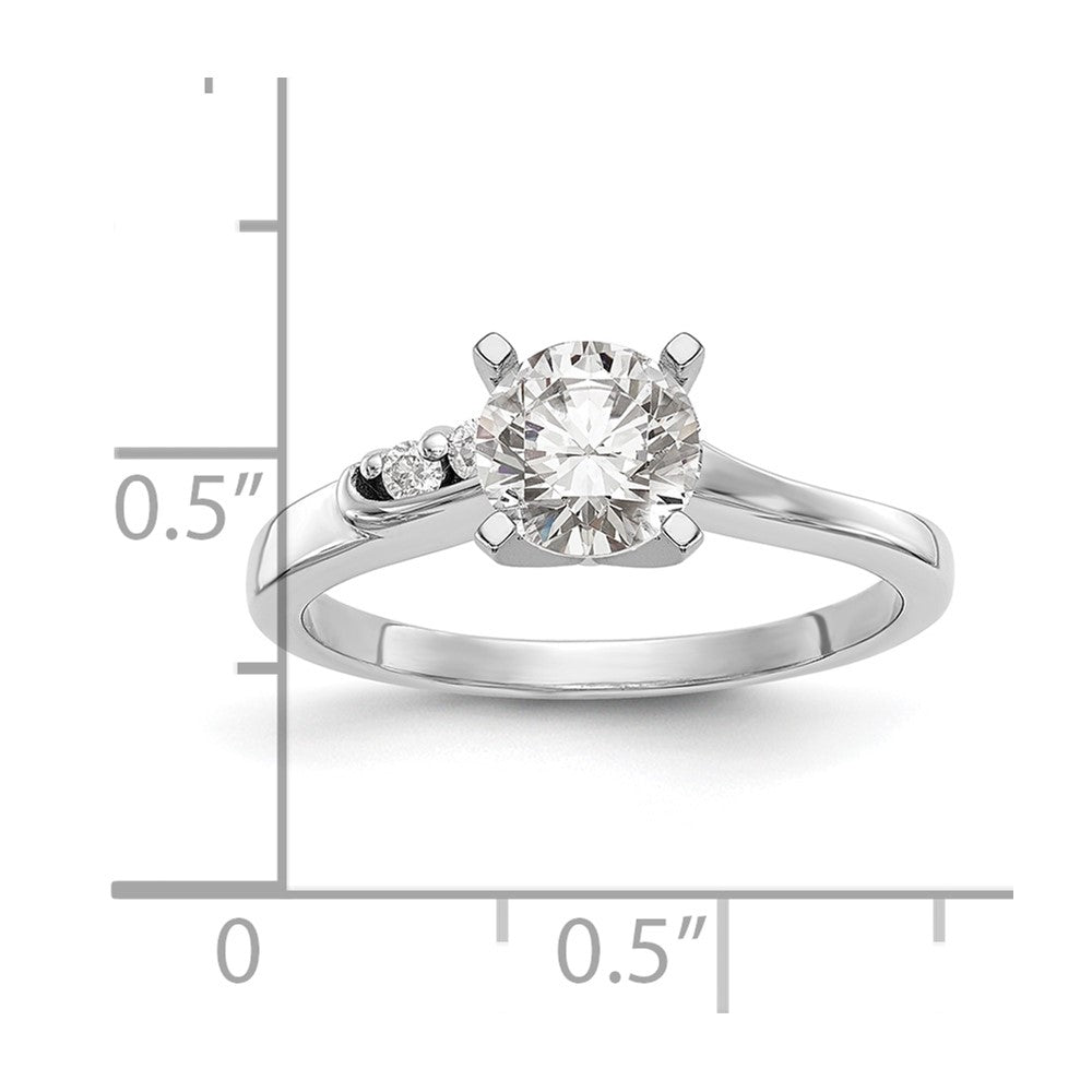 14K Weißgold Verlobungsring mit Krappenfassung und simulierten Diamanten im Bypass-Design