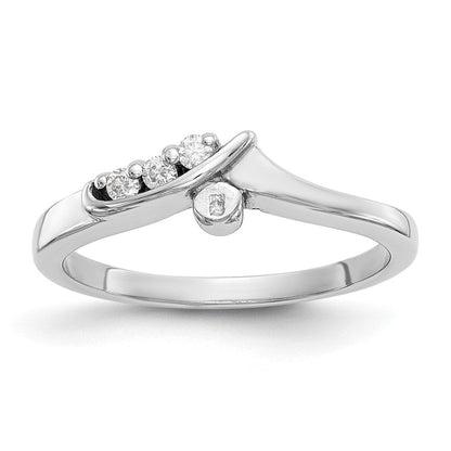 14K Weißgold Verlobungsring mit Krappenfassung und simulierten Diamanten im Bypass-Design