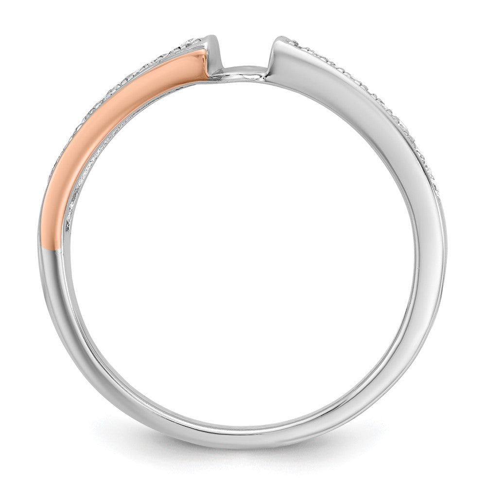 14K Bicolor Rosé- und Weißgold Verlobungsring mit 0,10 ct. im Peg-Set gefasstem, im Labor gezüchtetem Diamant, VS/SI+ G+, in By-Pass-Design