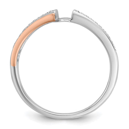14K Bicolor Rosé- und Weißgold Verlobungsring mit 0,10 ct. im Peg-Set gefasstem, im Labor gezüchtetem Diamant, VS/SI+ G+, in By-Pass-Design