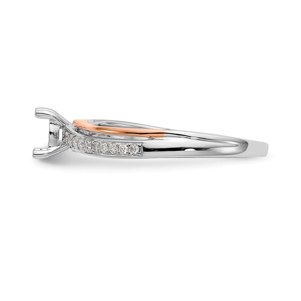 14K Bicolor Rosé- und Weißgold Verlobungsring mit 0,10 ct. im Peg-Set gefasstem, im Labor gezüchtetem Diamant, VS/SI+ G+, in By-Pass-Design