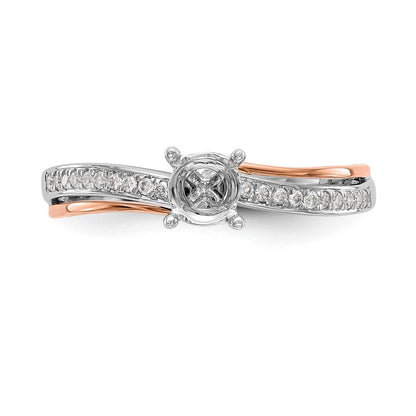 14K Bicolor Rosé- und Weißgold Verlobungsring mit 0,10 ct. im Peg-Set gefasstem, im Labor gezüchtetem Diamant, VS/SI+ G+, in By-Pass-Design