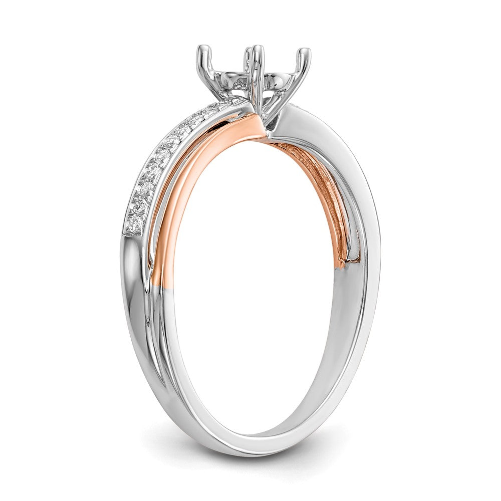14K Bicolor Rosé- und Weißgold Verlobungsring mit 0,10 ct. im Peg-Set gefasstem, im Labor gezüchtetem Diamant, VS/SI+ G+, in By-Pass-Design