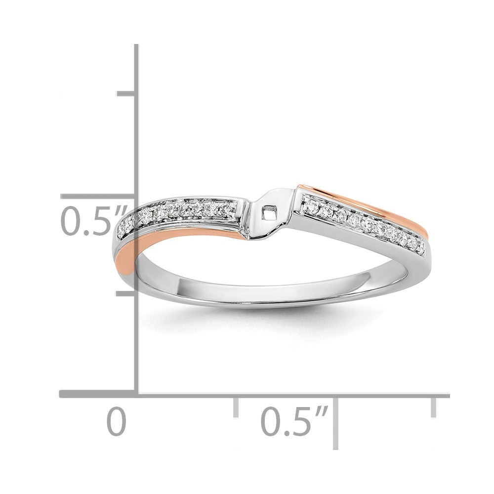 14K Bicolor Rosé- und Weißgold Verlobungsring mit 0,10 ct. im Peg-Set gefasstem, im Labor gezüchtetem Diamant, VS/SI+ G+, in By-Pass-Design