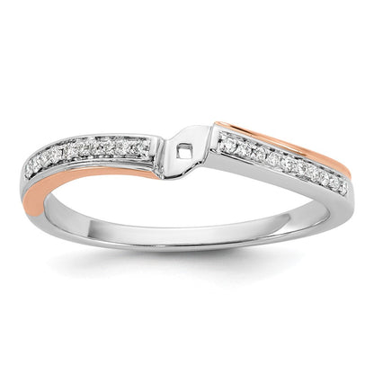 14K Bicolor Rosé- und Weißgold Verlobungsring mit 0,10 ct. im Peg-Set gefasstem, im Labor gezüchtetem Diamant, VS/SI+ G+, in By-Pass-Design