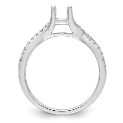 14K Weißgold Kreuz (holds 1/2 Karat (5.2mm) Rund Mittig) 1/3 Diamant Halbfassung Verlobungsring