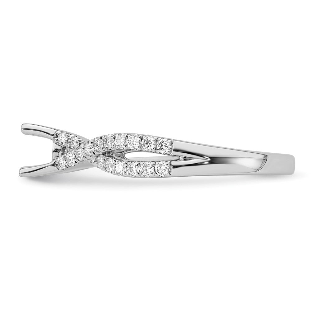 14K Weißgold Kreuz (holds 1/2 Karat (5.2mm) Rund Mittig) 1/3 Diamant Halbfassung Verlobungsring