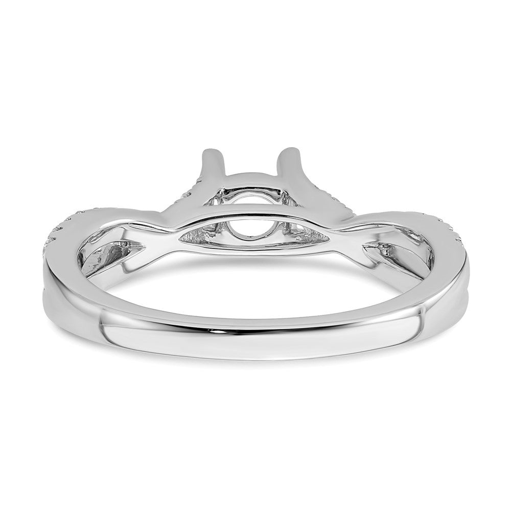 14K Weißgold Kreuz (holds 1/2 Karat (5.2mm) Rund Mittig) 1/3 Diamant Halbfassung Verlobungsring