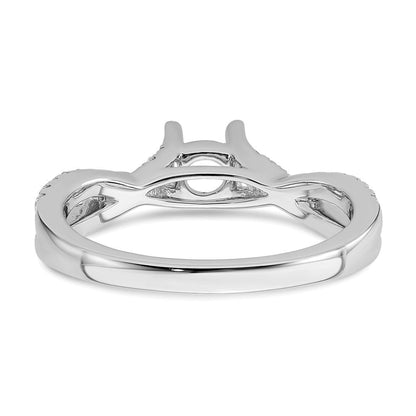 14K Weißgold Kreuz (holds 1/2 Karat (5.2mm) Rund Mittig) 1/3 Diamant Halbfassung Verlobungsring