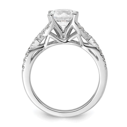 14K Weißgold Kreuz (holds 1.5 Karat (7.5mm) Rund Mittig) 1/2 Diamant Halbfassung Verlobungsring