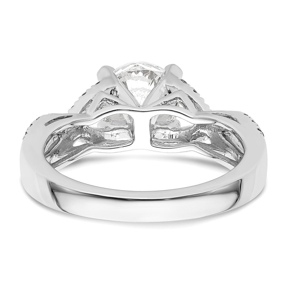 14K Weißgold Kreuz (holds 1.5 Karat (7.5mm) Rund Mittig) 1/2 Diamant Halbfassung Verlobungsring