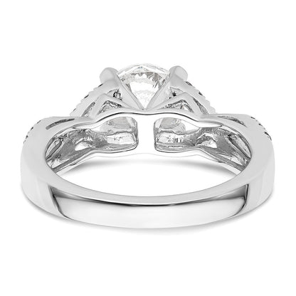 14K Weißgold Kreuz (holds 1.5 Karat (7.5mm) Rund Mittig) 1/2 Diamant Halbfassung Verlobungsring