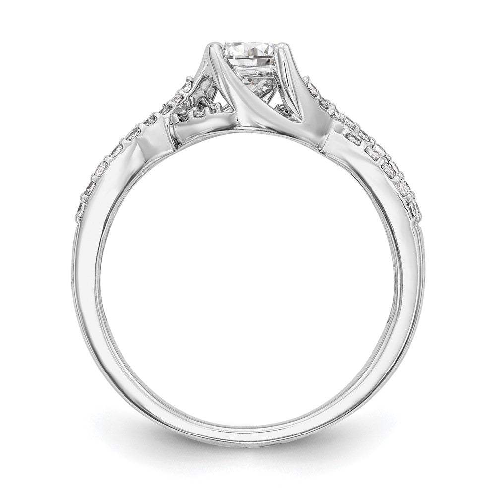 14K Weißgold Kreuz (holds 1/2 Karat (5.2mm) Rund Mittig) 1/4 Diamant Halbfassung Verlobungsring