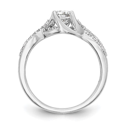 14K Weißgold Kreuz (holds 1/2 Karat (5.2mm) Rund Mittig) 1/4 Diamant Halbfassung Verlobungsring